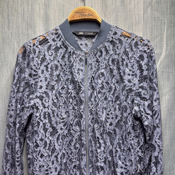 🚩 Zara Lace Women's bomber Jacket size medium - Picture 3 of 7